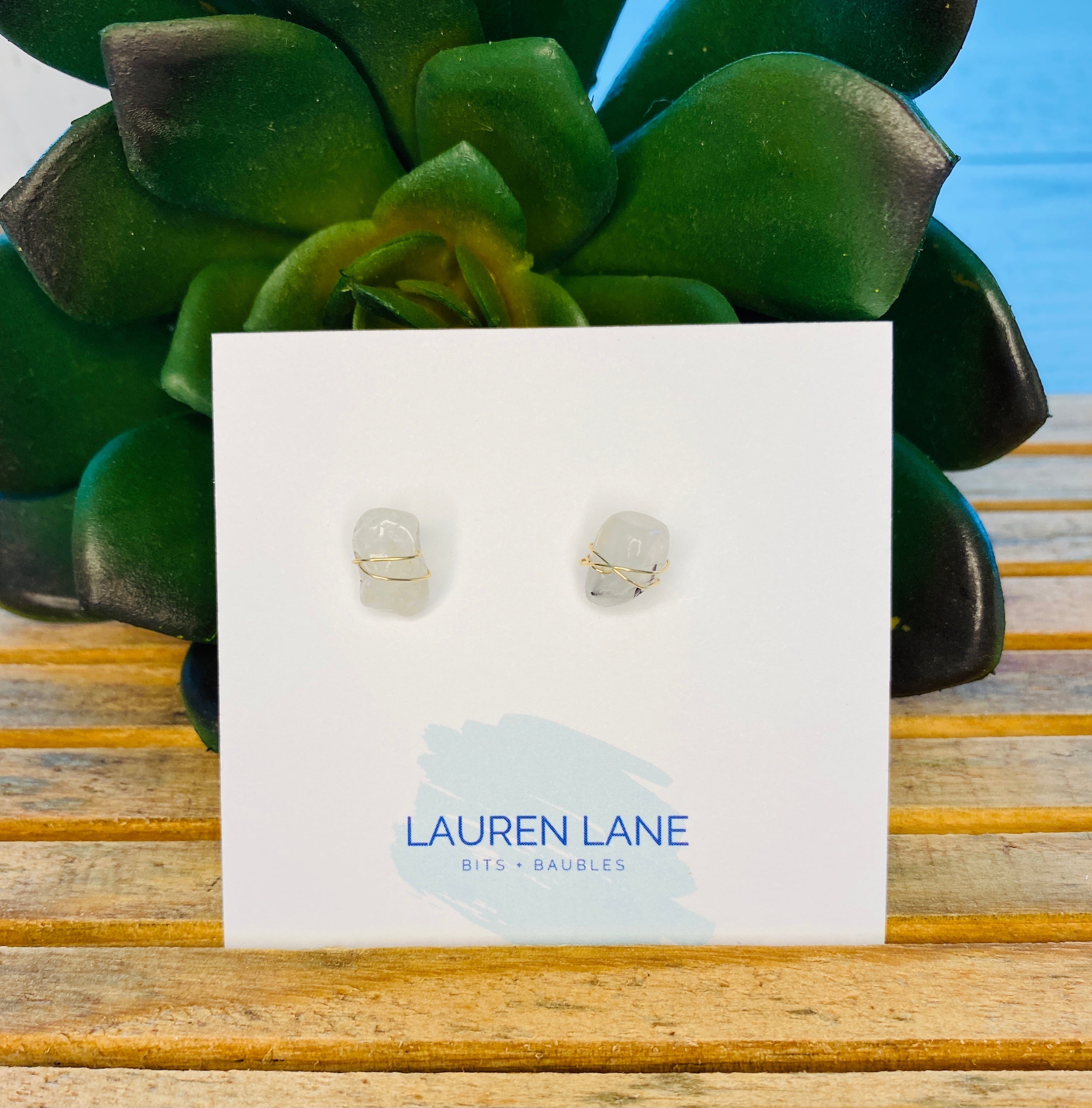Kara Wire Wrapped Natural Stone Stud Earrings