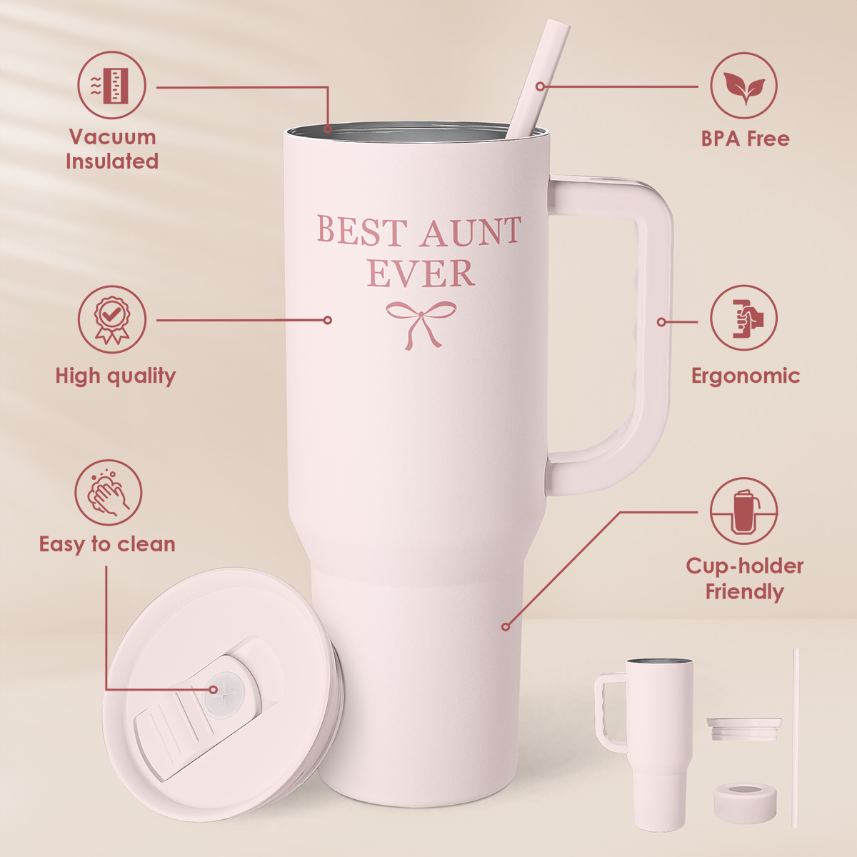 Pink Aunt Slidemate | Slider Tumbler with Handle 40oz