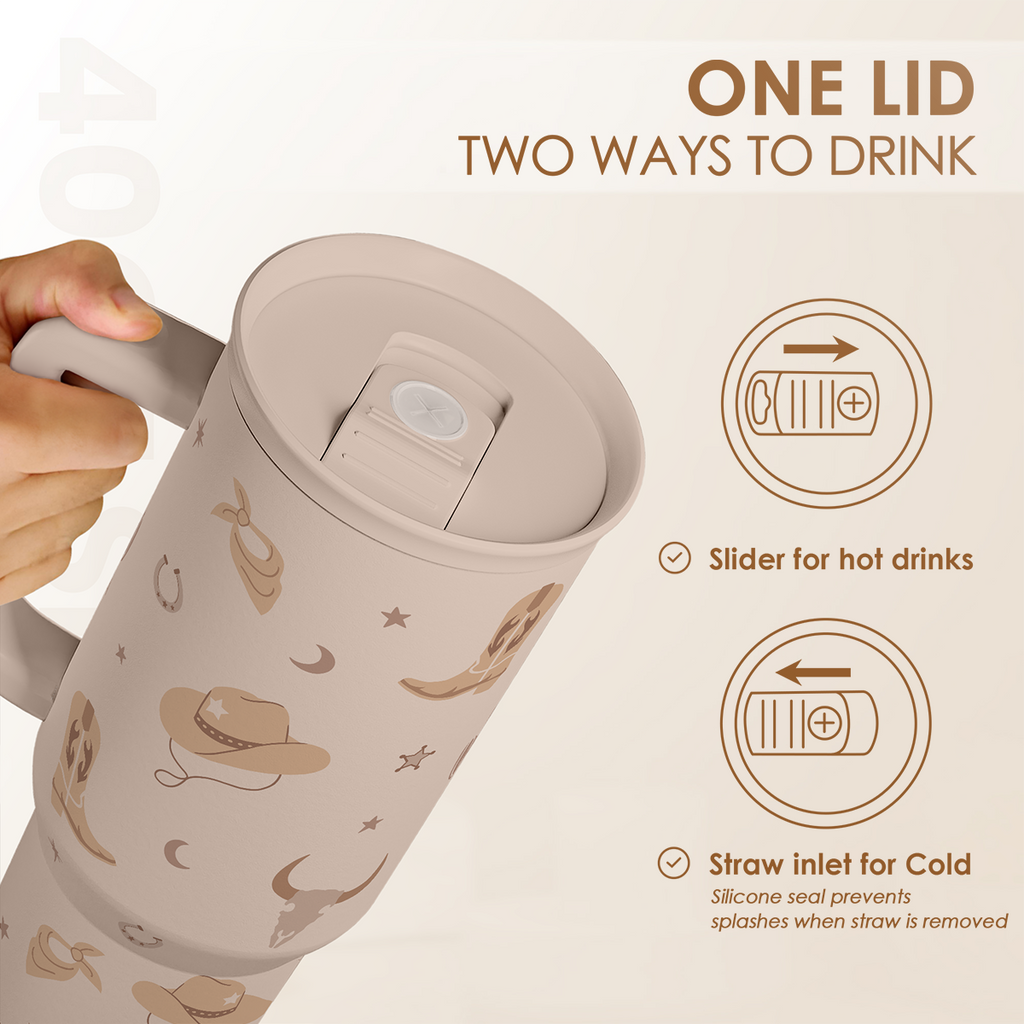 Brown Cowgirl Slidemate | Slider Tumbler with Handle 40oz