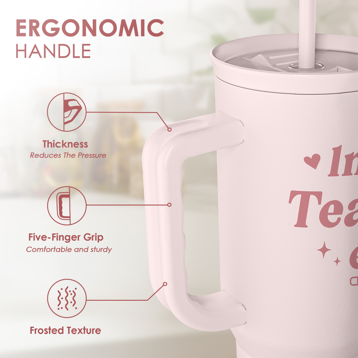 Pink Teacher Slidemate | Slider Tumbler with Handle 40oz