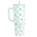 Mint Checker Daisy Slidemate | Slider Tumbler with Handle 40oz