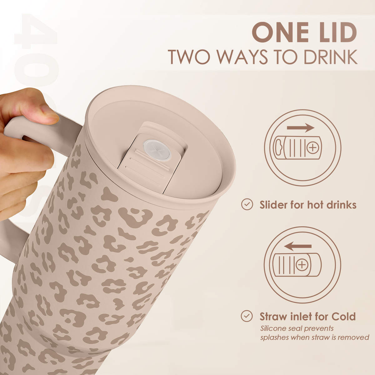 Brown Leopard Slidemate | Slider Tumbler with Handle 40oz