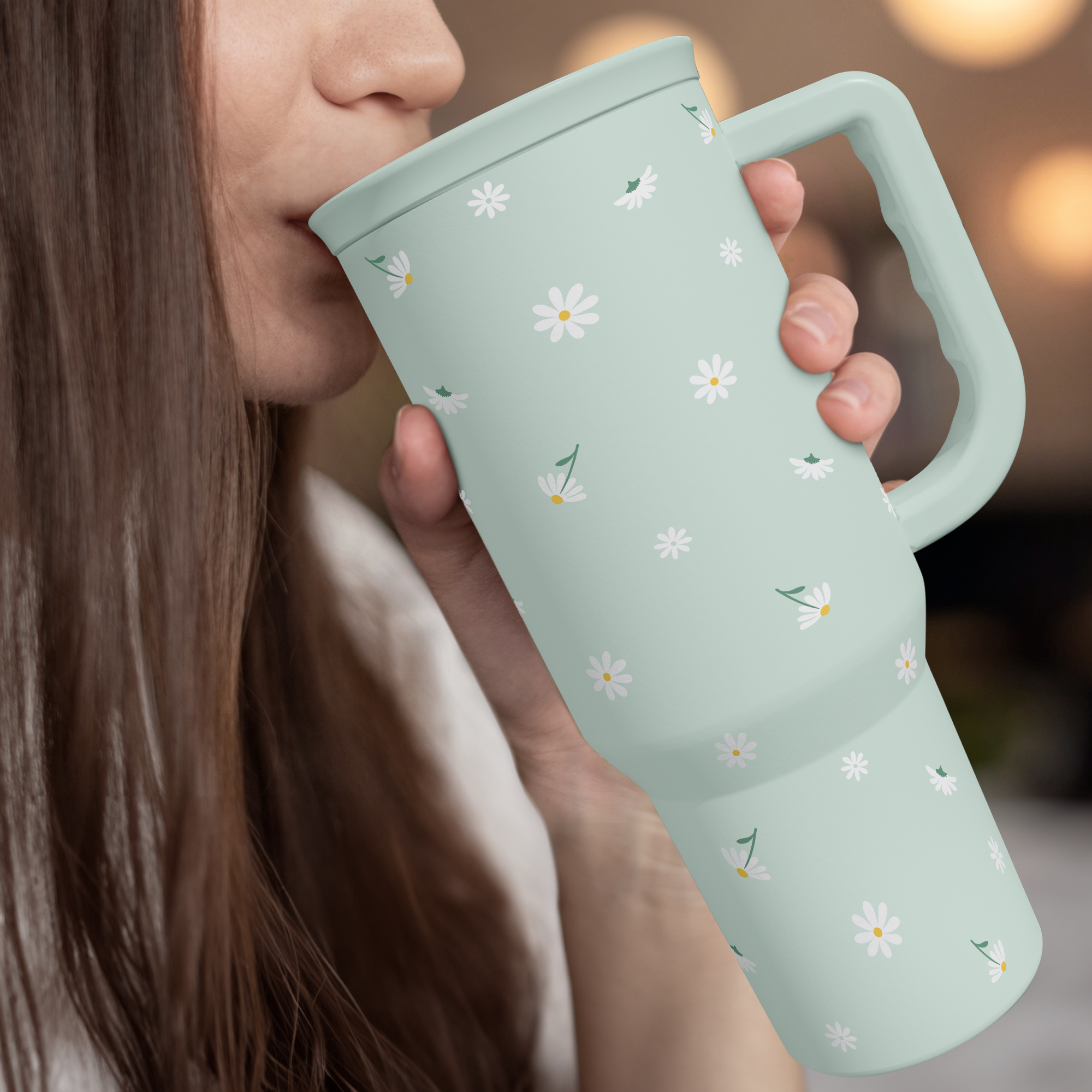 Mint Daisy Slidemate | Slider Tumbler with Handle 40oz