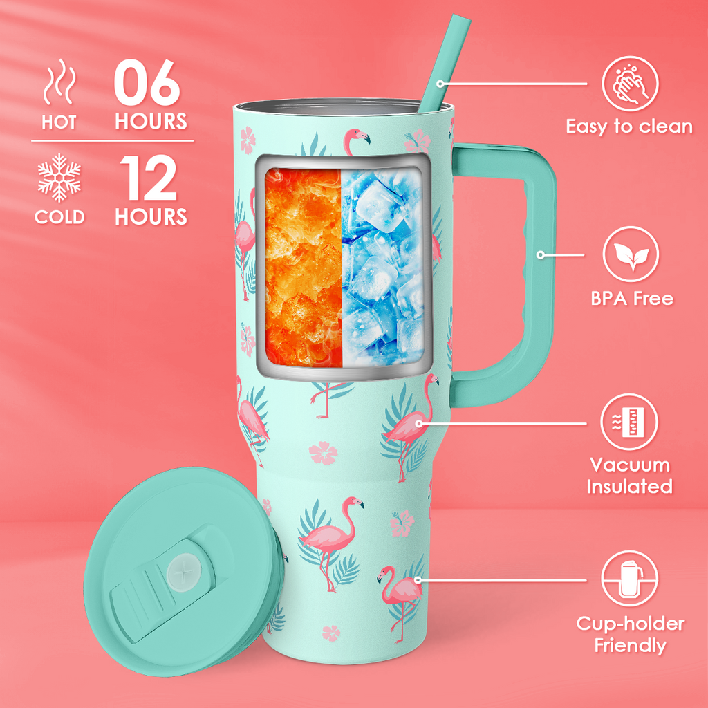 Mint Flamingo Slidemate | Slider Tumbler with Handle 40oz