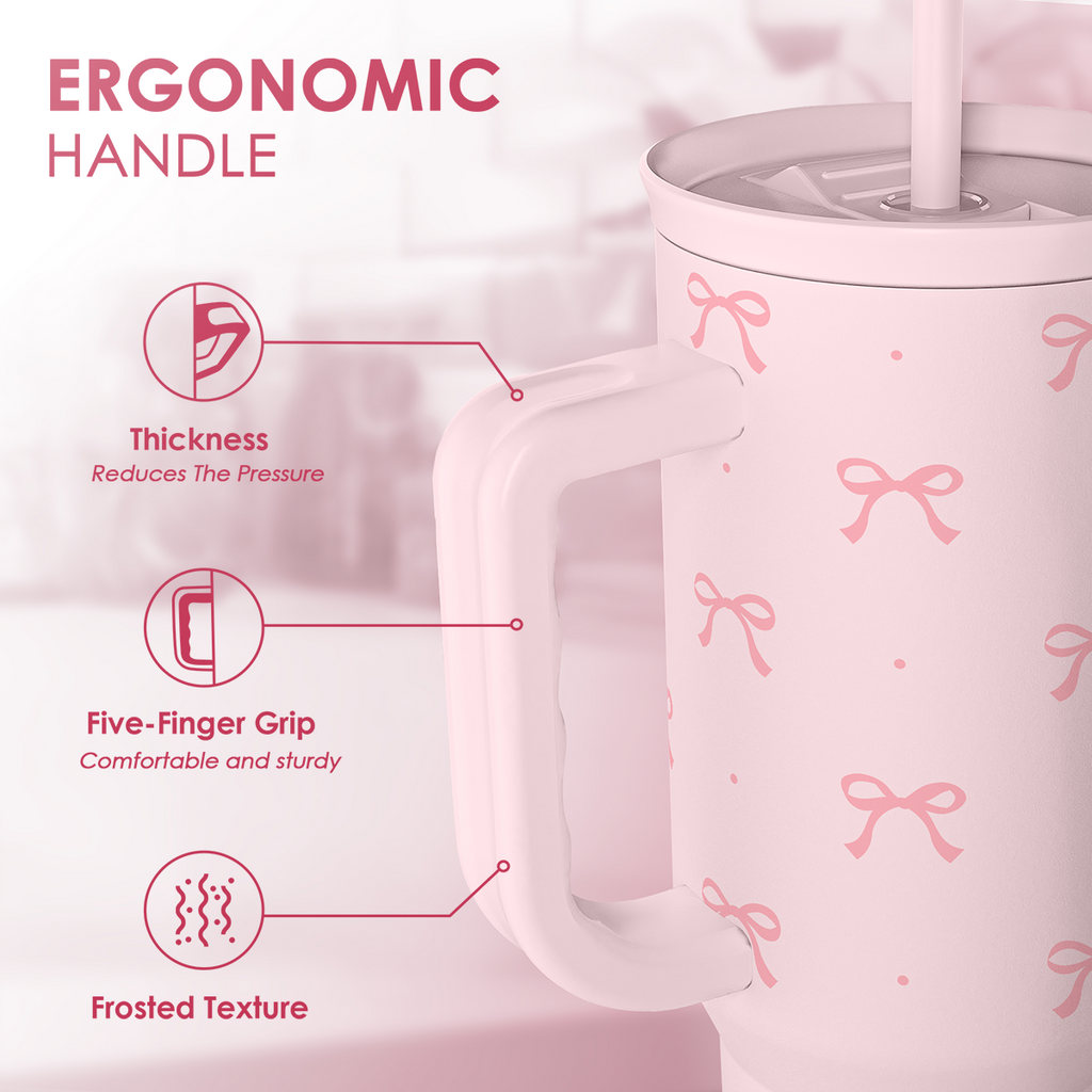 Pink Bow Slidemate | Slider Tumbler with Handle 40oz