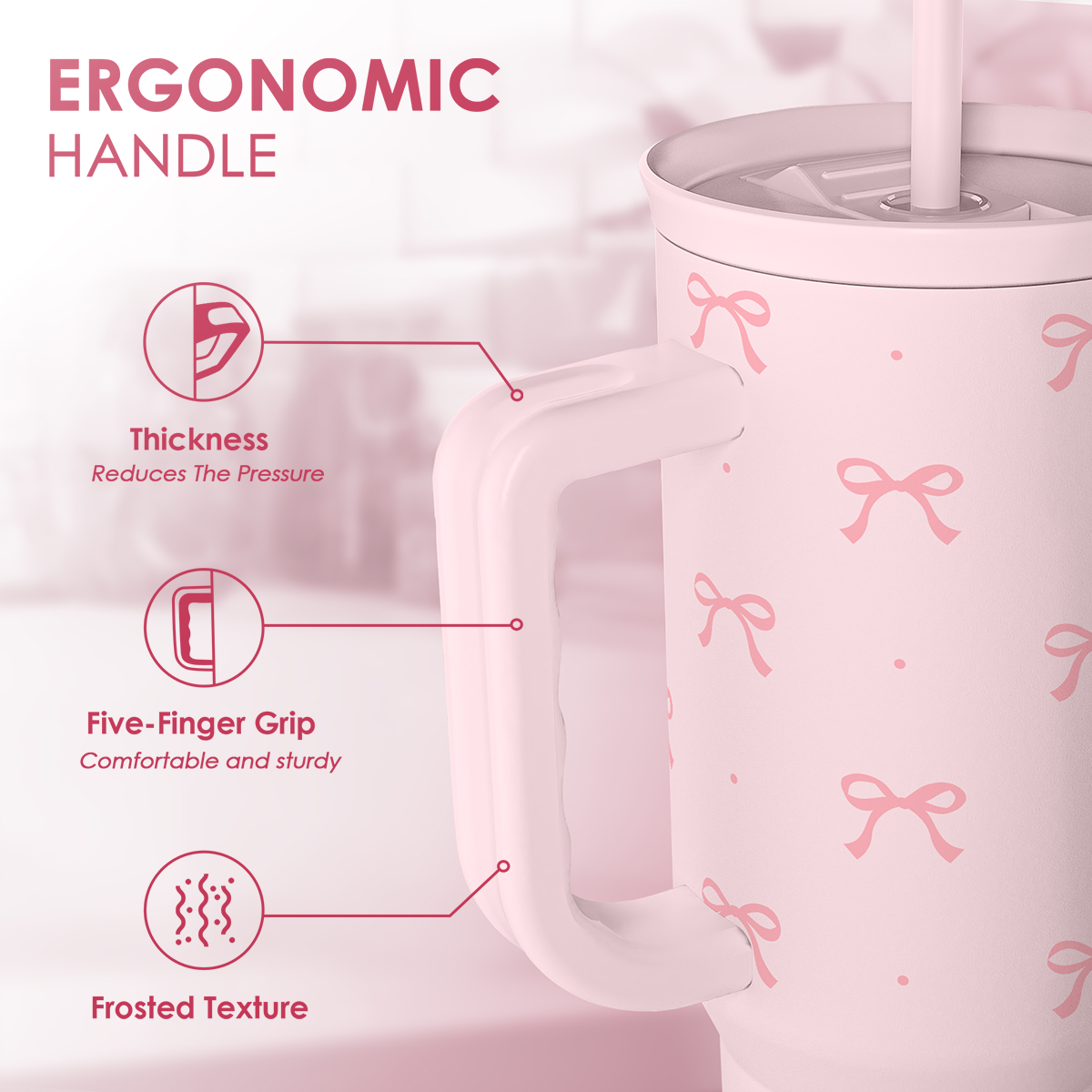 Pink Bow Slidemate | Slider Tumbler with Handle 40oz