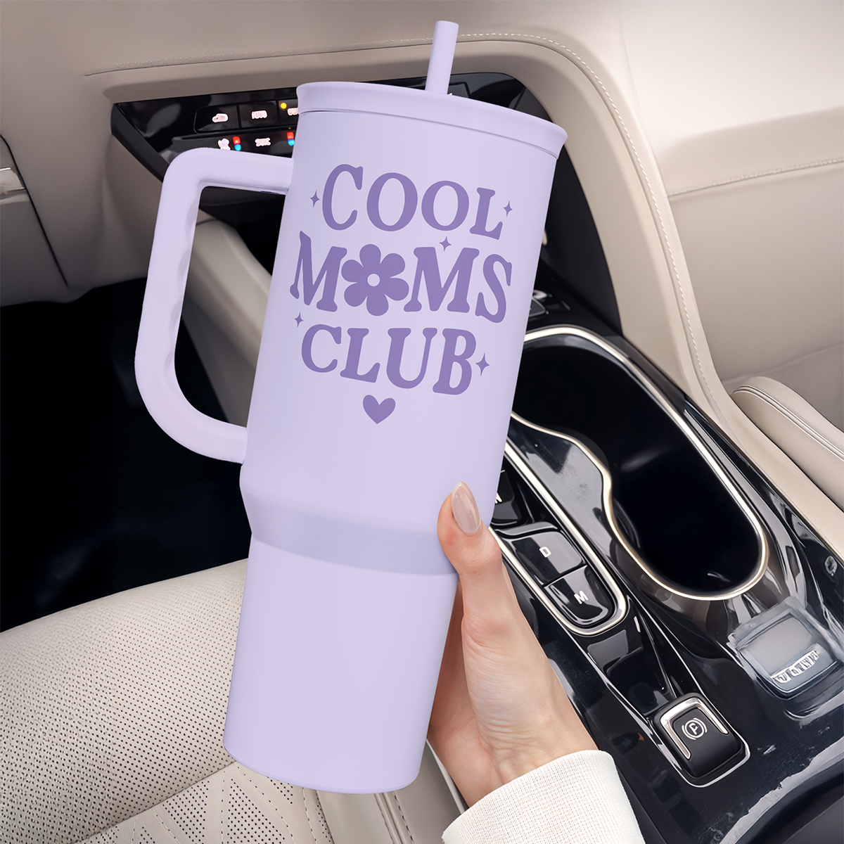 Purple Cool Mom Club Slidemate | Slider Tumbler with Handle 40oz