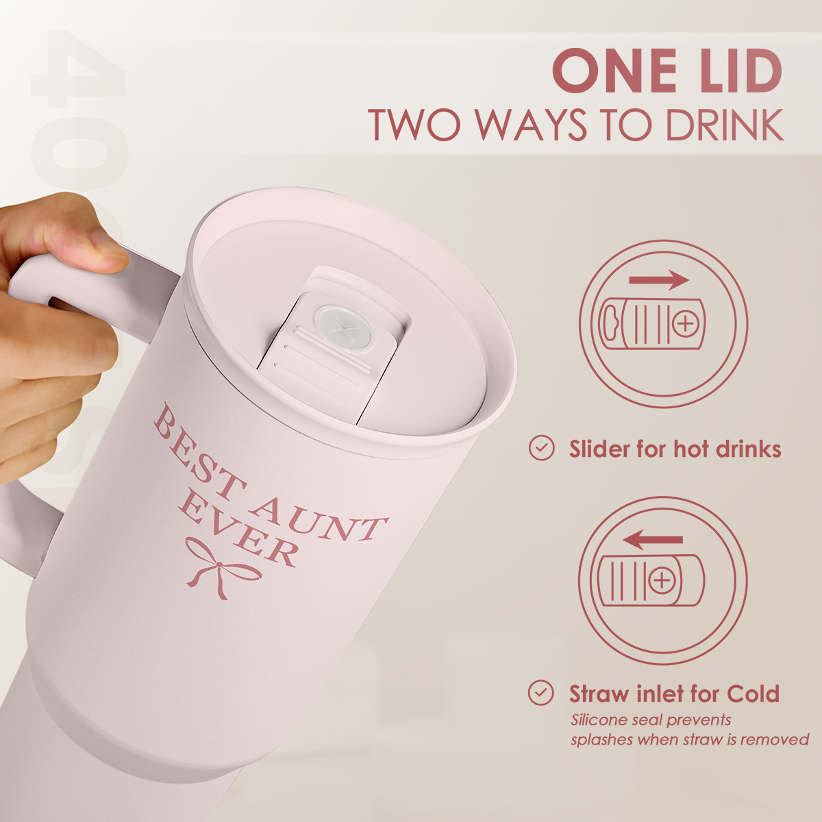 Pink Aunt Slidemate | Slider Tumbler with Handle 40oz