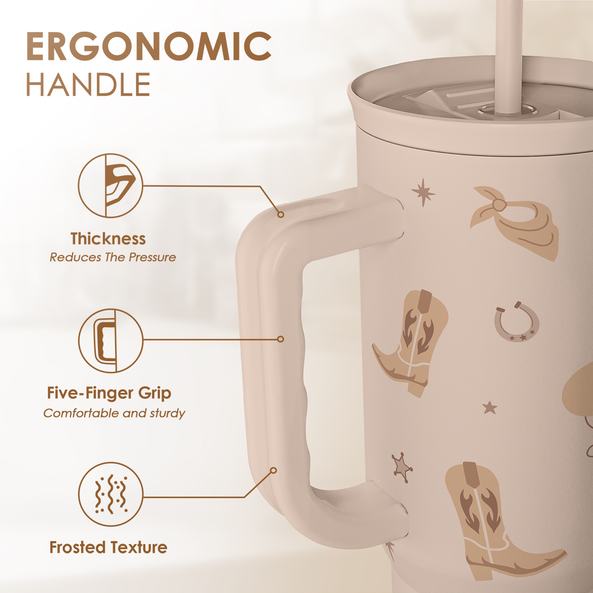 Brown Cowgirl Slidemate | Slider Tumbler with Handle 40oz