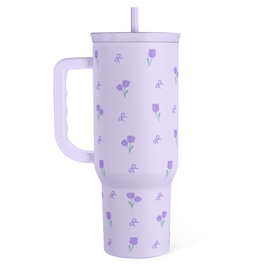 Purple Floral Slidemate | Slider Tumbler with Handle 40oz