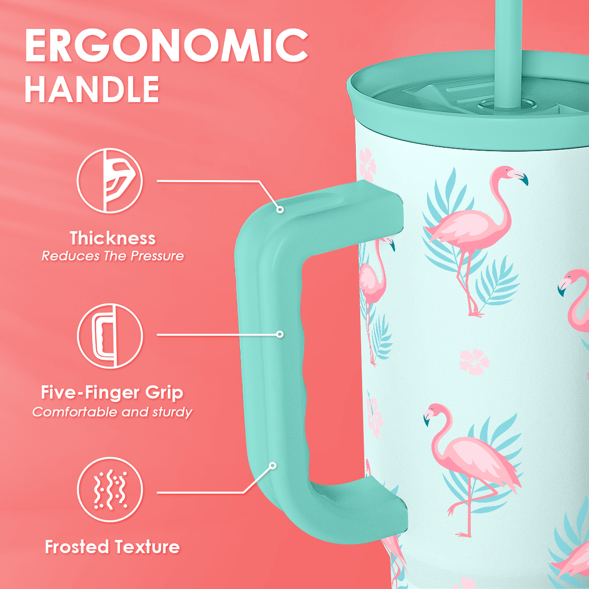 Mint Flamingo Slidemate | Slider Tumbler with Handle 40oz