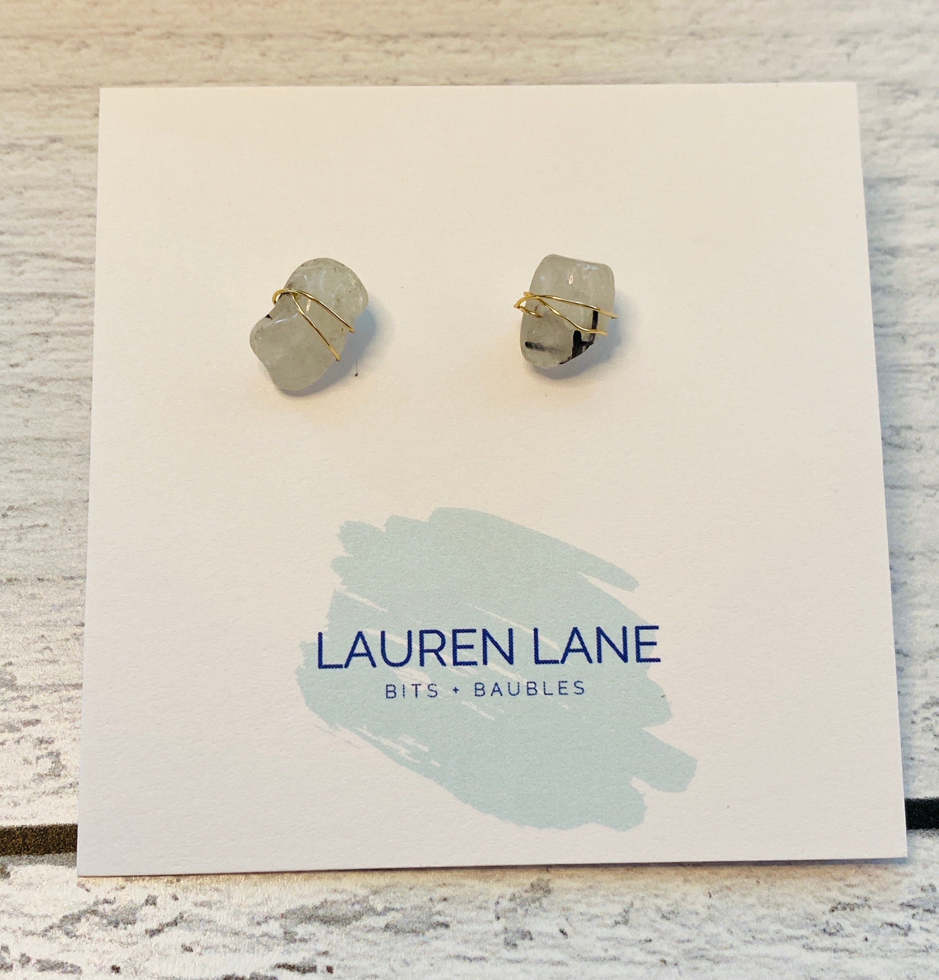 Kara Wire Wrapped Natural Stone Stud Earrings