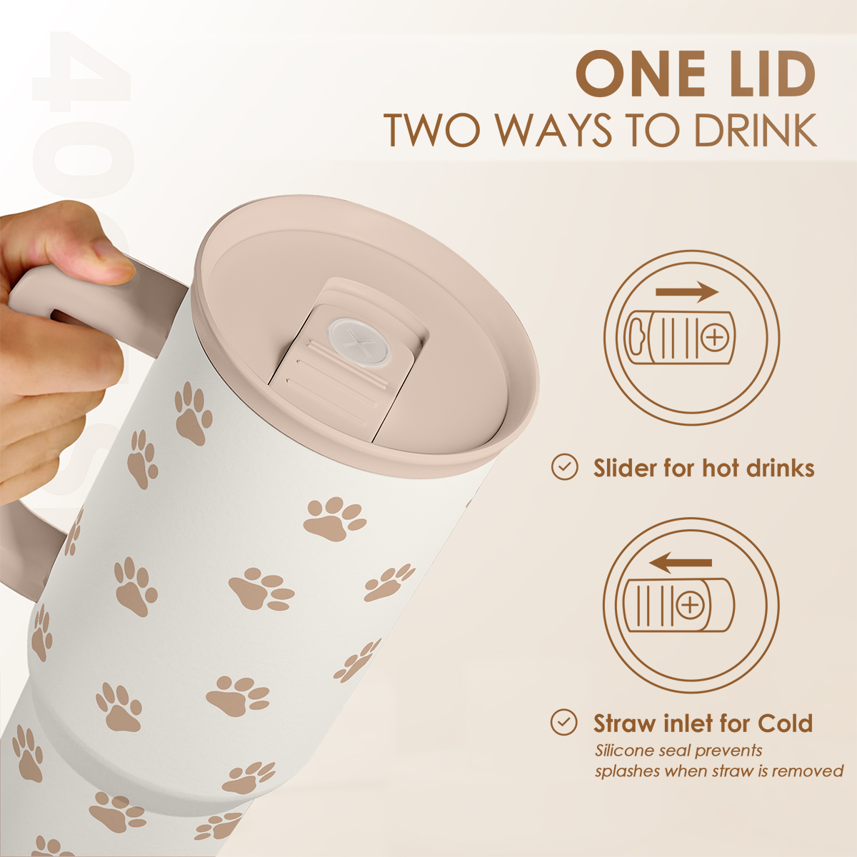 Brown Dog Slidemate | Slider Tumbler with Handle 40oz