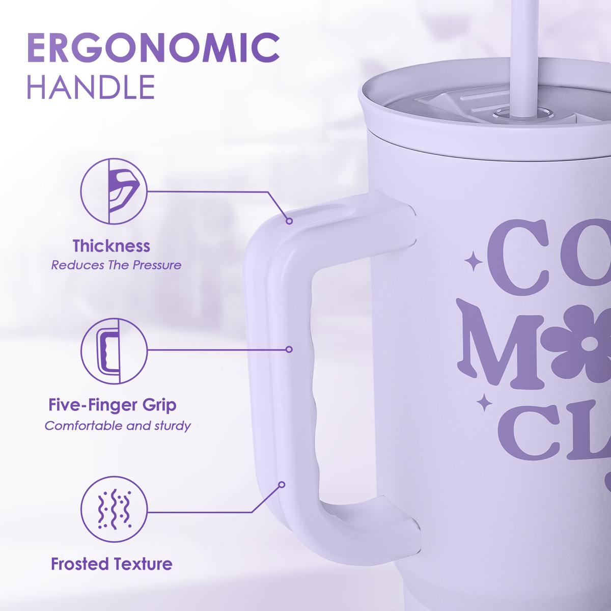 Purple Cool Mom Club Slidemate | Slider Tumbler with Handle 40oz