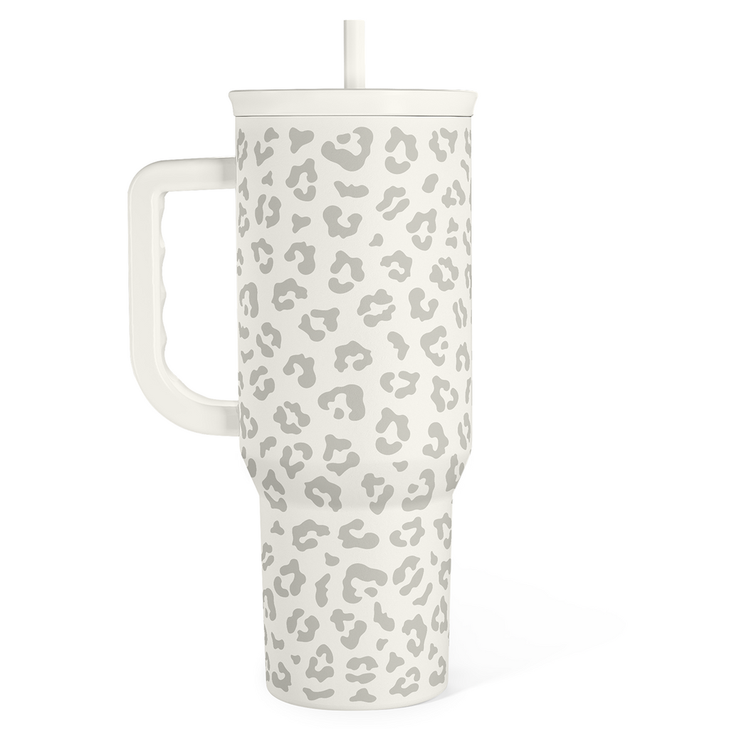 White Leopard Slidemate | Slider Tumbler with Handle 40oz