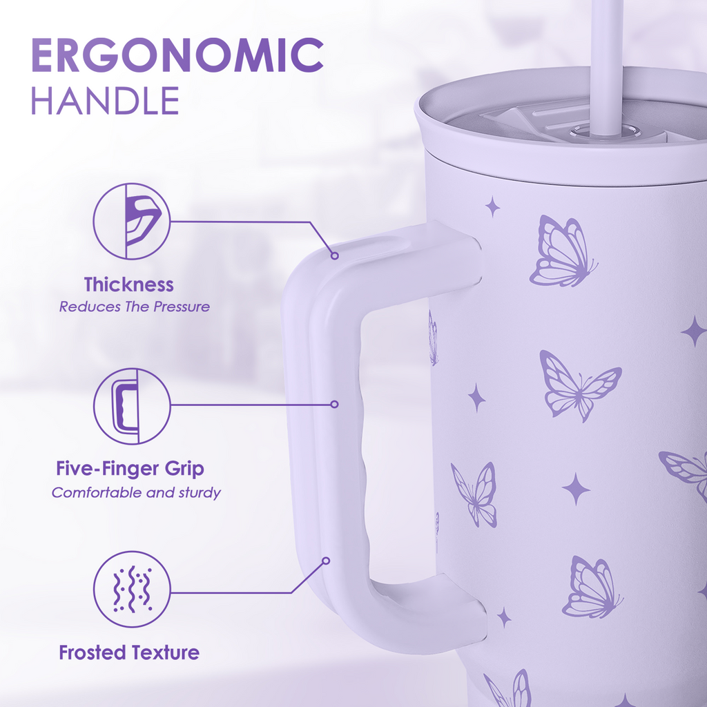 Purple Butterfly Slidemate | Slider Tumbler with Handle 40oz