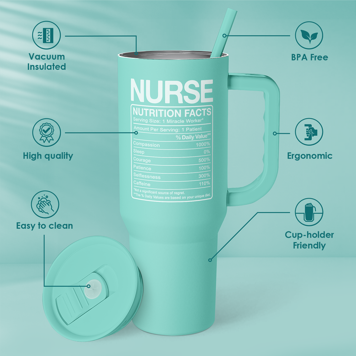 Mint Nurse Slidemate | Slider Tumbler with Handle 40oz