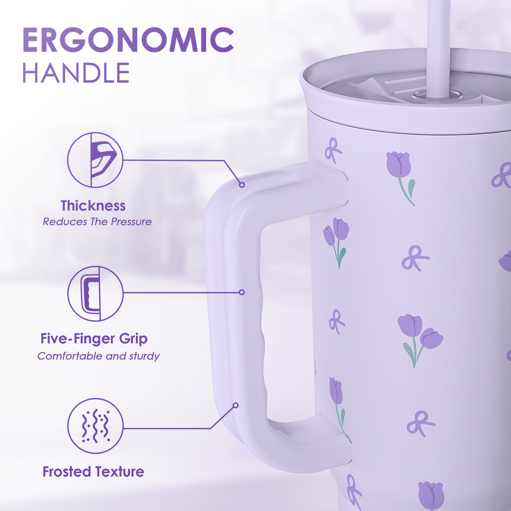 Purple Floral Slidemate | Slider Tumbler with Handle 40oz