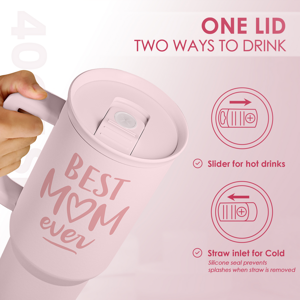 Pink Best Mom Ever Slidemate | Slider Tumbler with Handle 40oz