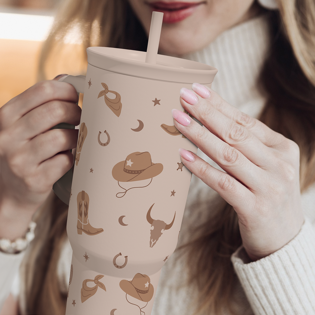 Brown Cowgirl Slidemate | Slider Tumbler with Handle 40oz