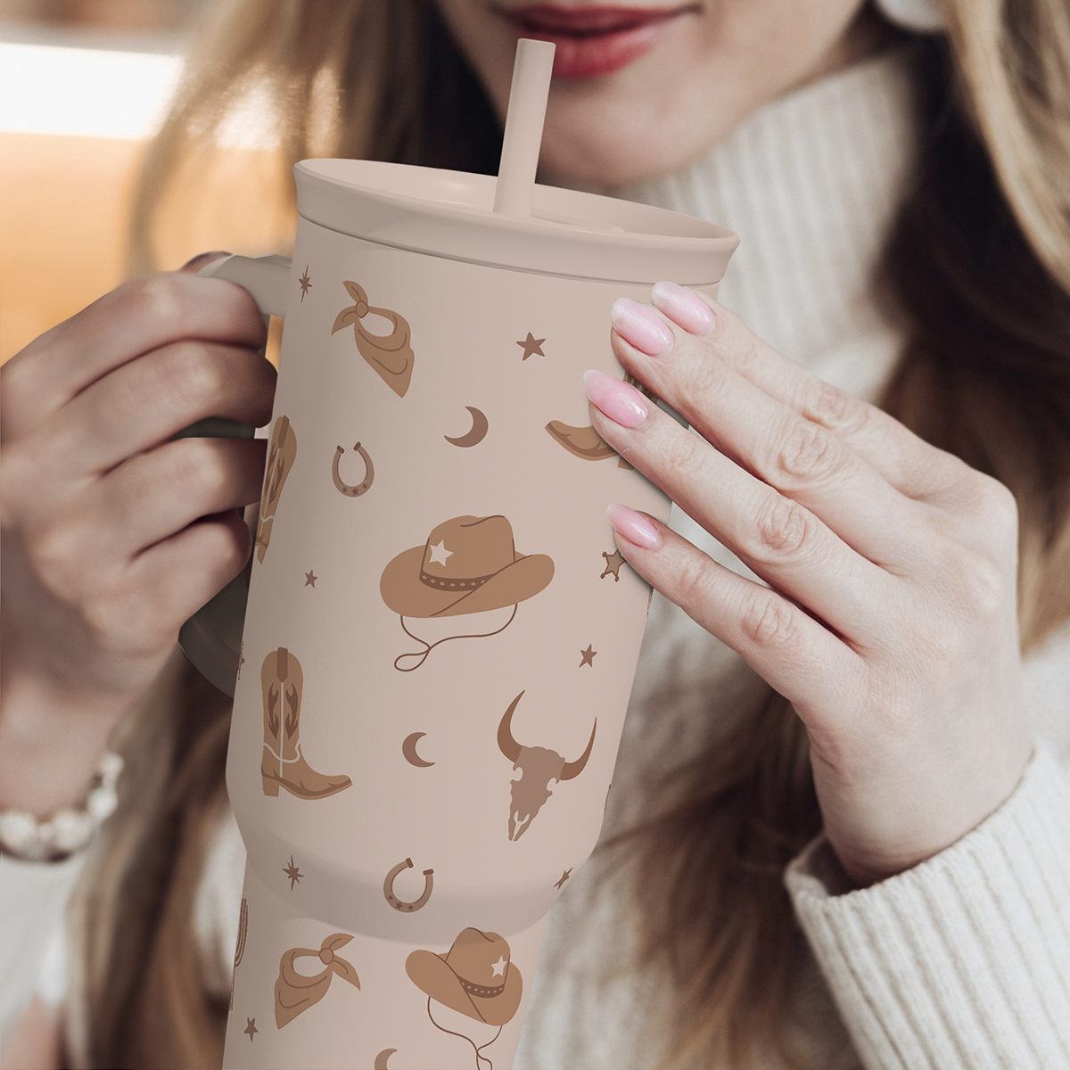 Brown Cowgirl Slidemate | Slider Tumbler with Handle 40oz