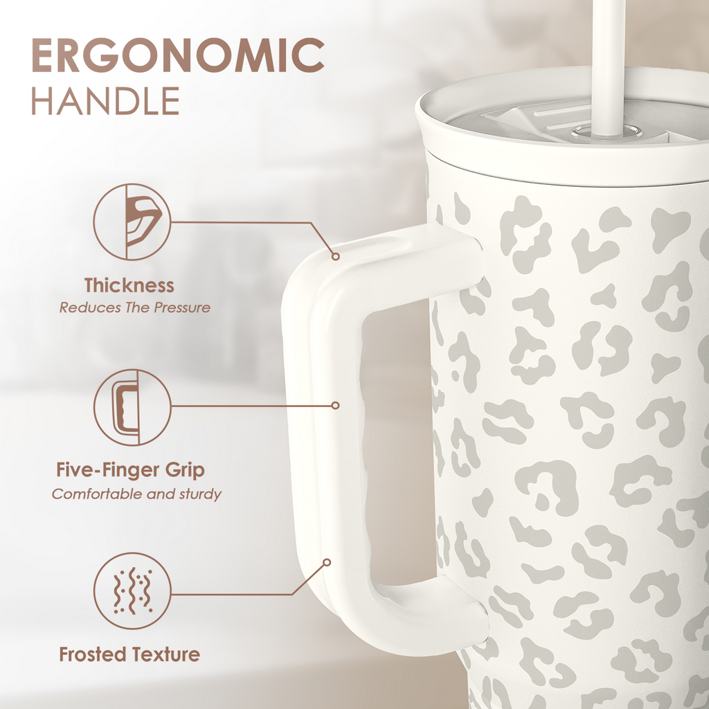 White Leopard Slidemate | Slider Tumbler with Handle 40oz