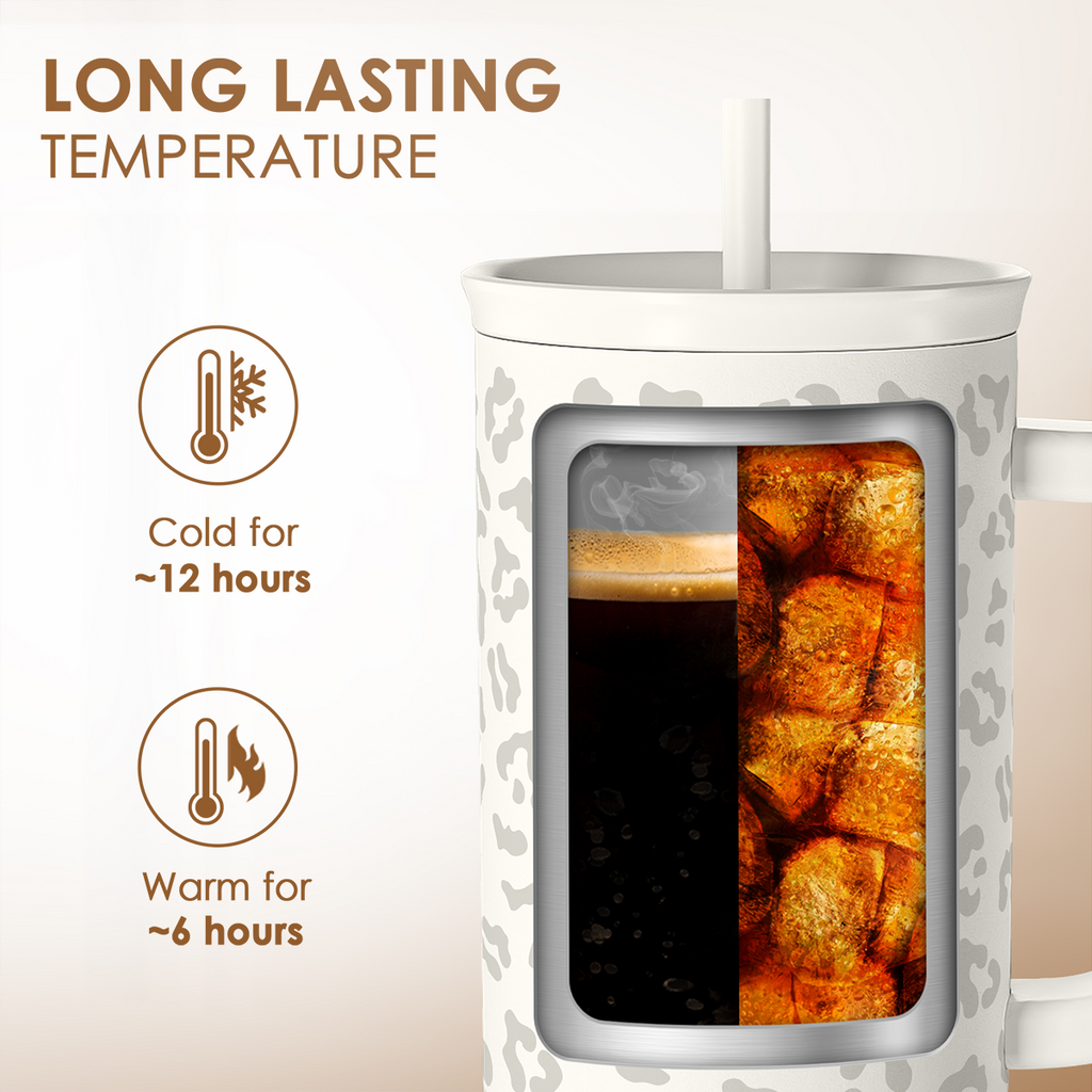 White Leopard Slidemate | Slider Tumbler with Handle 40oz