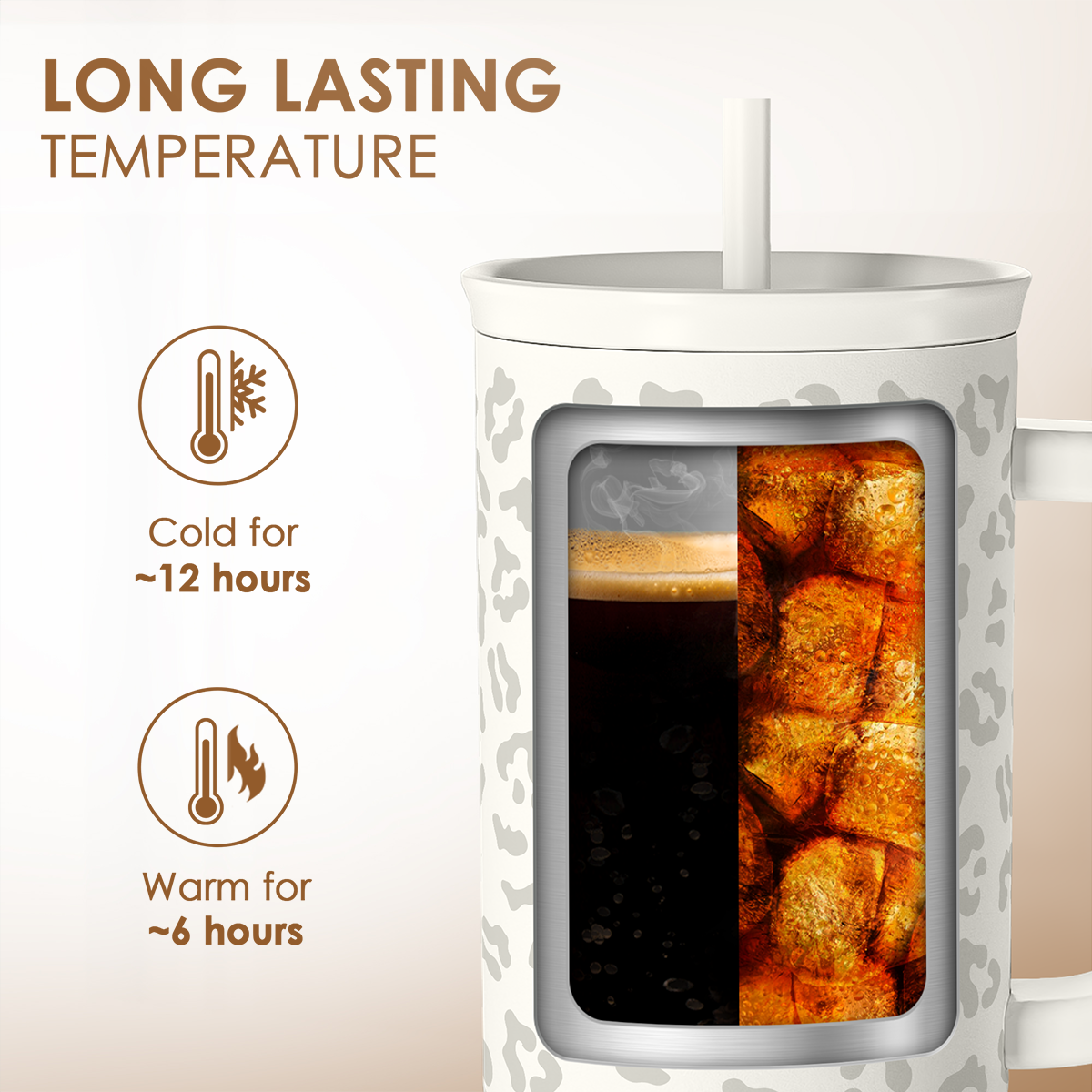 White Leopard Slidemate | Slider Tumbler with Handle 40oz