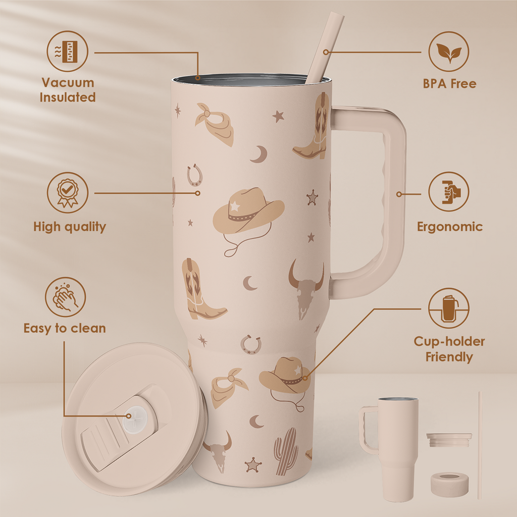 Brown Cowgirl Slidemate | Slider Tumbler with Handle 40oz