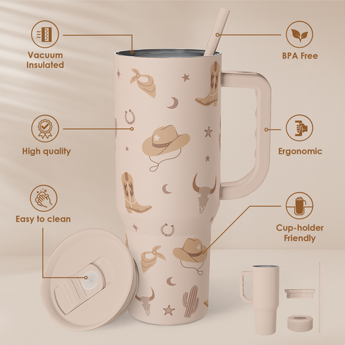Brown Cowgirl Slidemate | Slider Tumbler with Handle 40oz