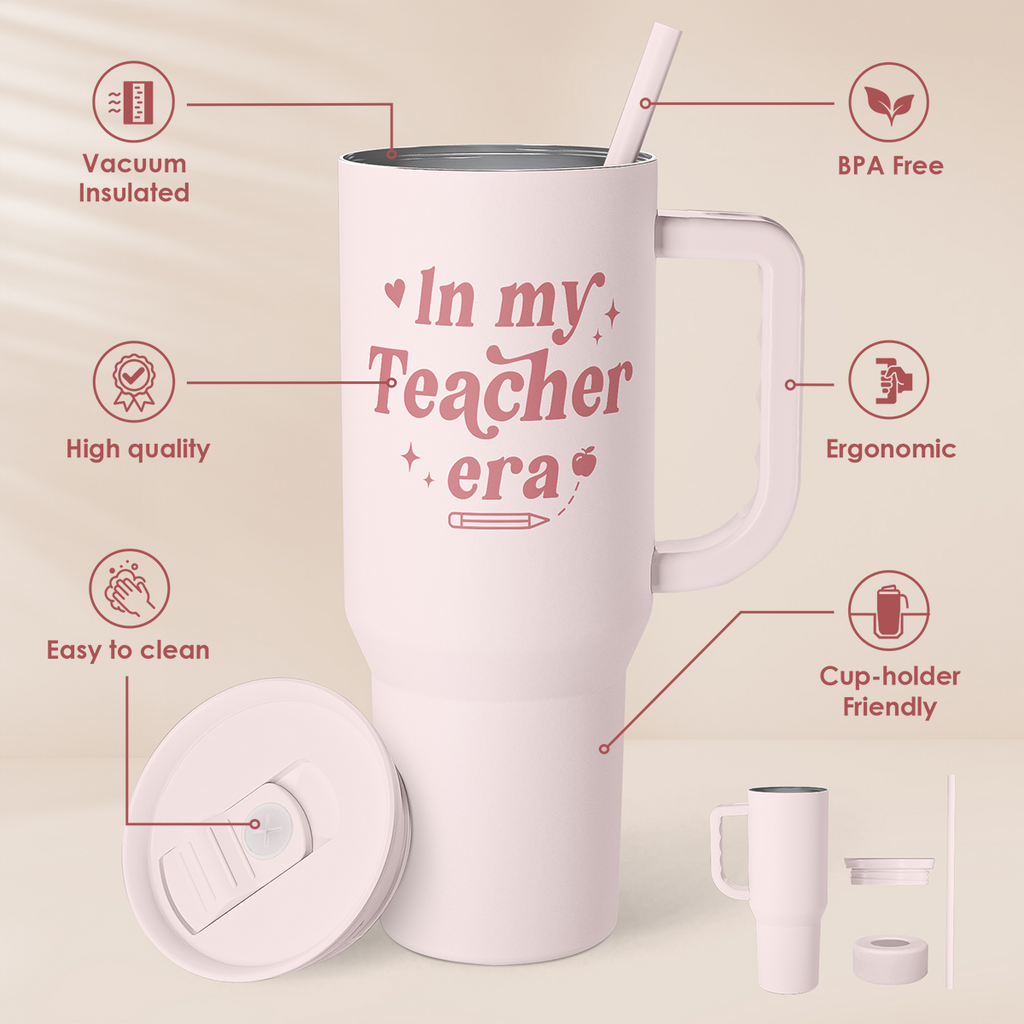 Pink Teacher Slidemate | Slider Tumbler with Handle 40oz