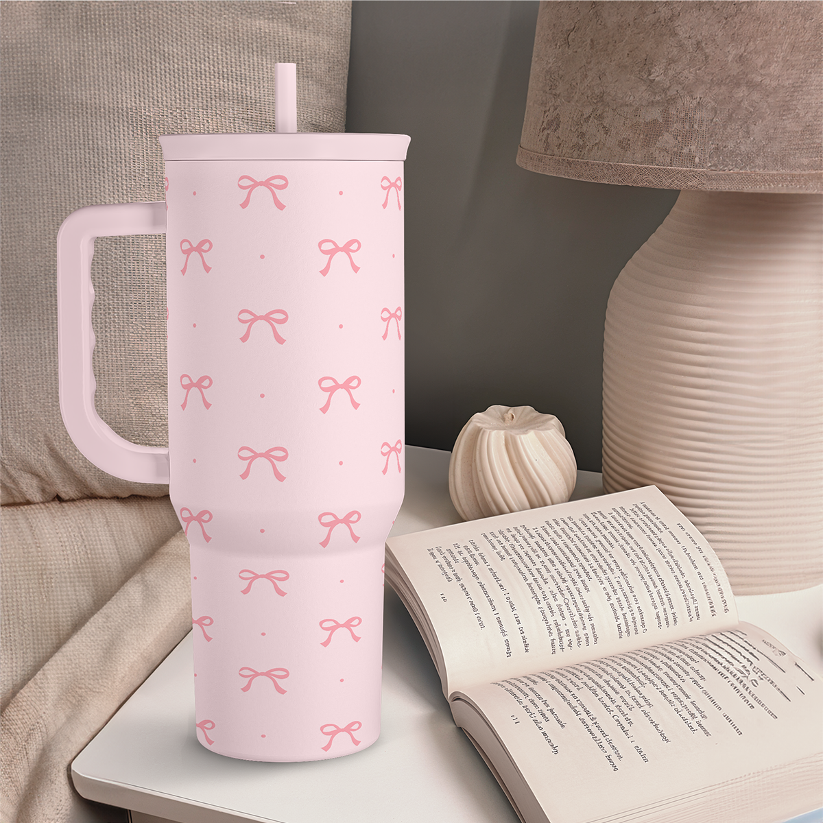 Pink Bow Slidemate | Slider Tumbler with Handle 40oz