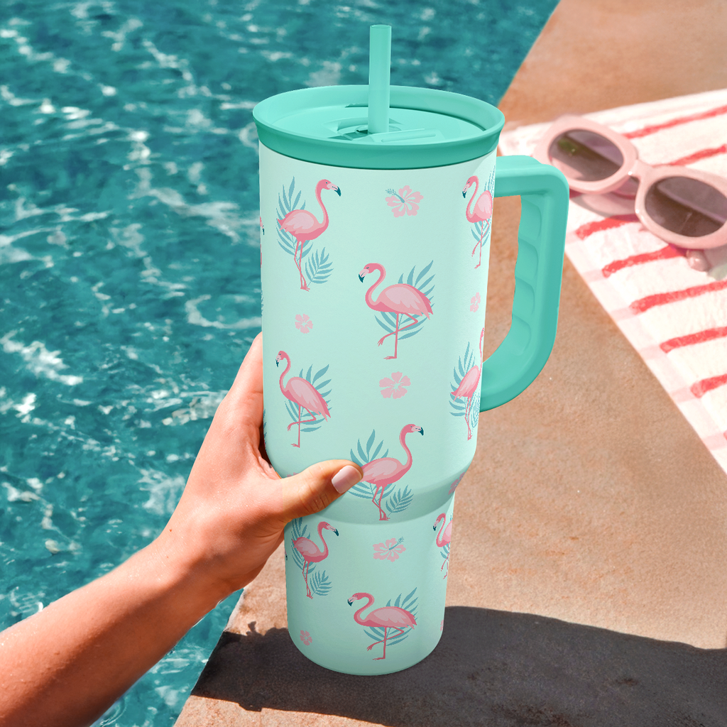 Mint Flamingo Slidemate | Slider Tumbler with Handle 40oz