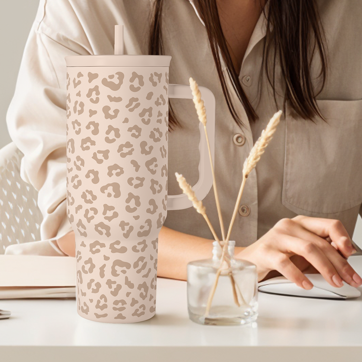 Brown Leopard Slidemate | Slider Tumbler with Handle 40oz