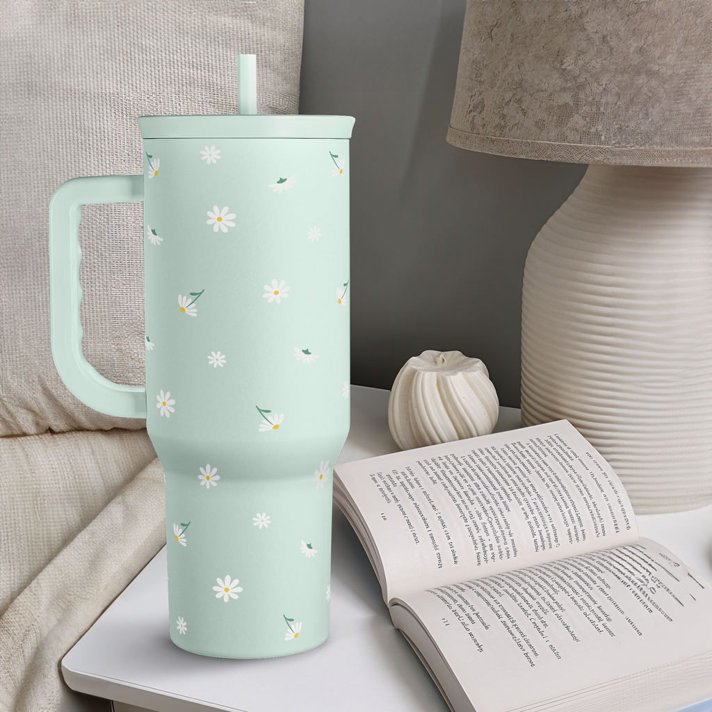 Mint Daisy Slidemate | Slider Tumbler with Handle 40oz