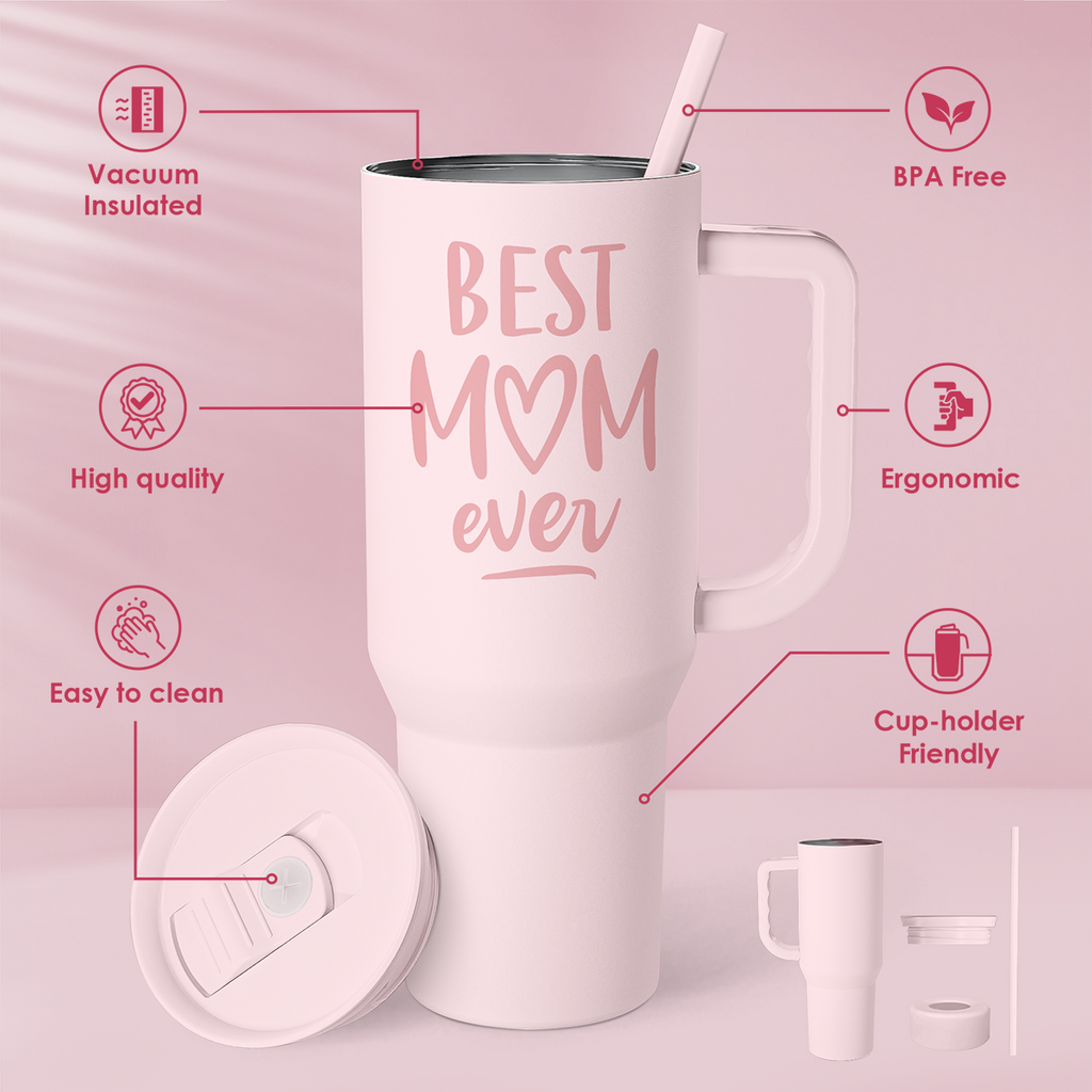 Pink Best Mom Ever Slidemate | Slider Tumbler with Handle 40oz
