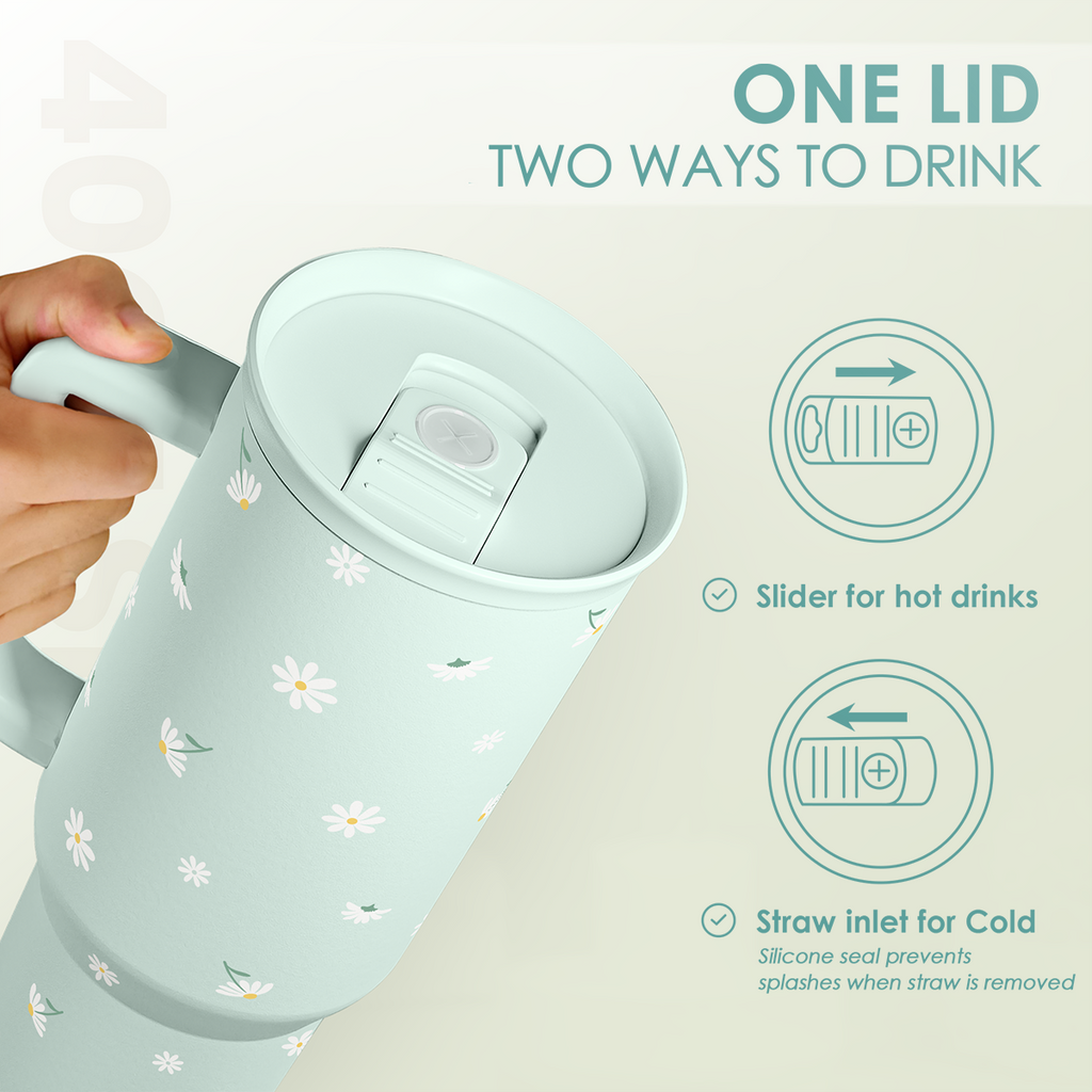 Mint Daisy Slidemate | Slider Tumbler with Handle 40oz