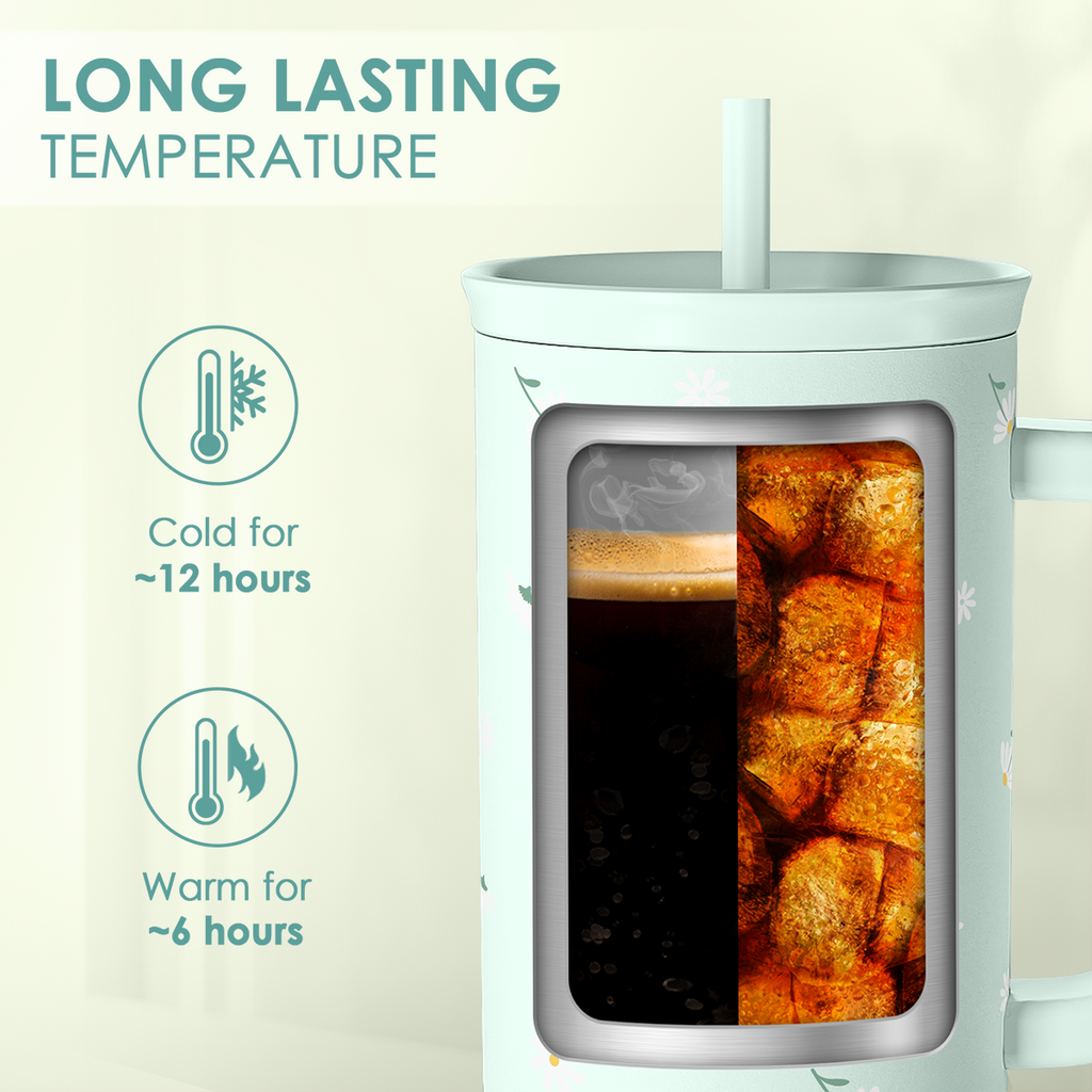 Mint Daisy Slidemate | Slider Tumbler with Handle 40oz