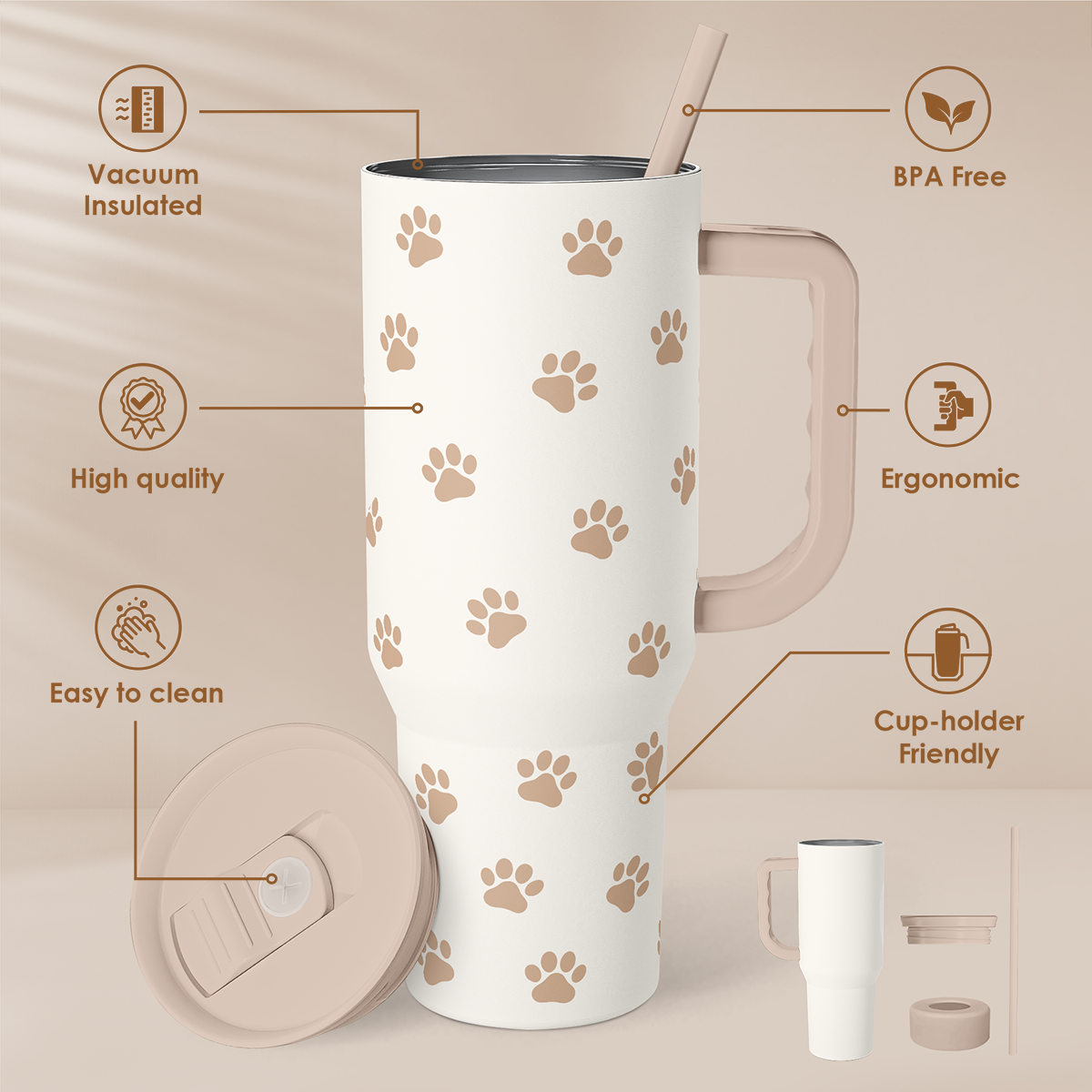 Brown Dog Slidemate | Slider Tumbler with Handle 40oz