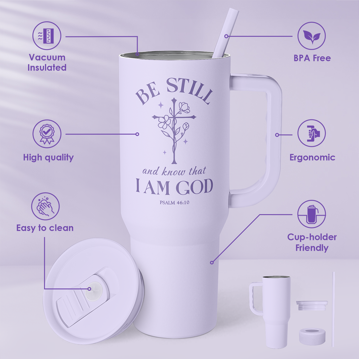 Purple Christian Slidemate | Slider Tumbler with Handle 40oz