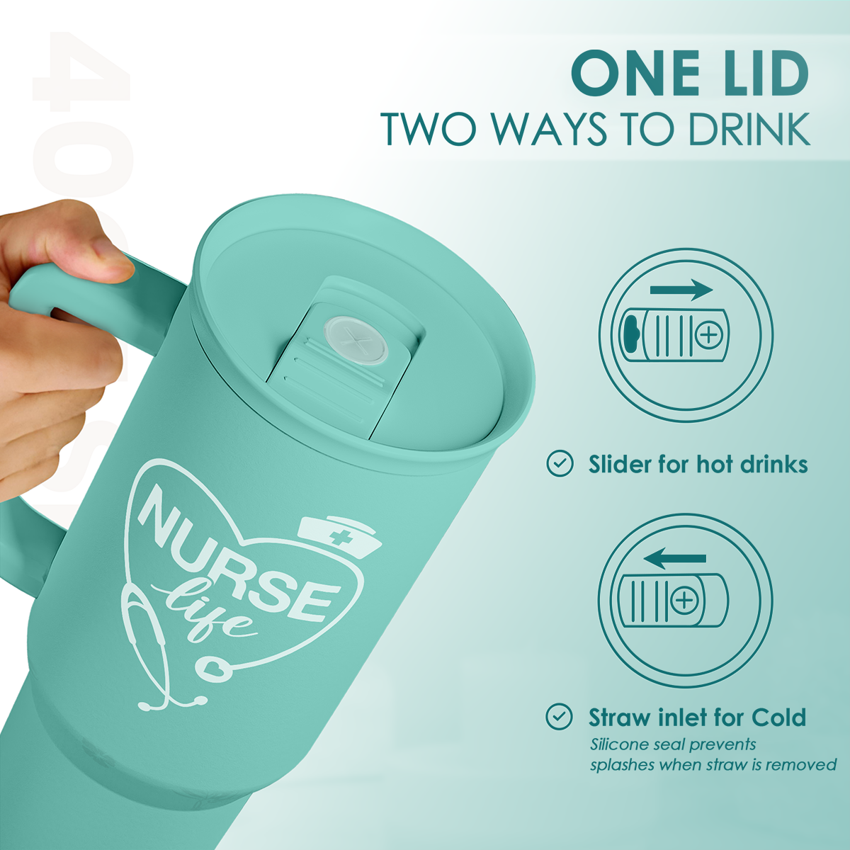 Mint Nurse Slidemate | Slider Tumbler with Handle 40oz