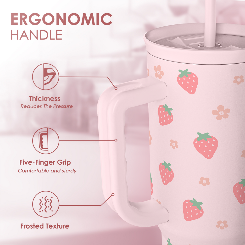 Pink Strawberry Slidemate | Slider Tumbler with Handle 40oz