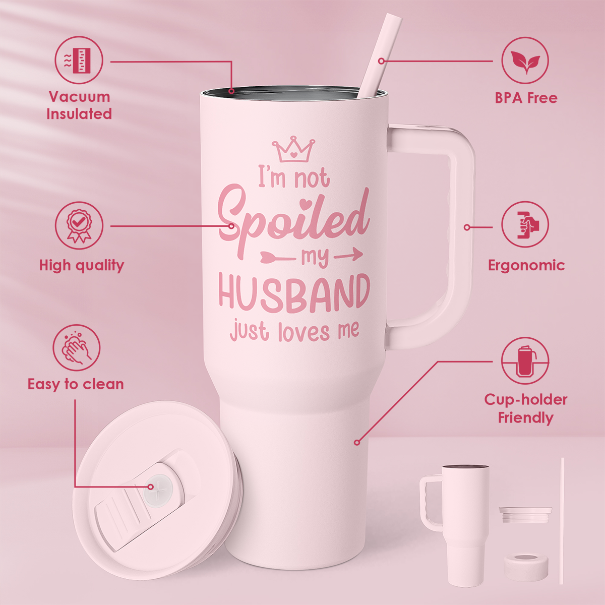 Pink Wife Slidemate | Slider Tumbler with Handle 40oz