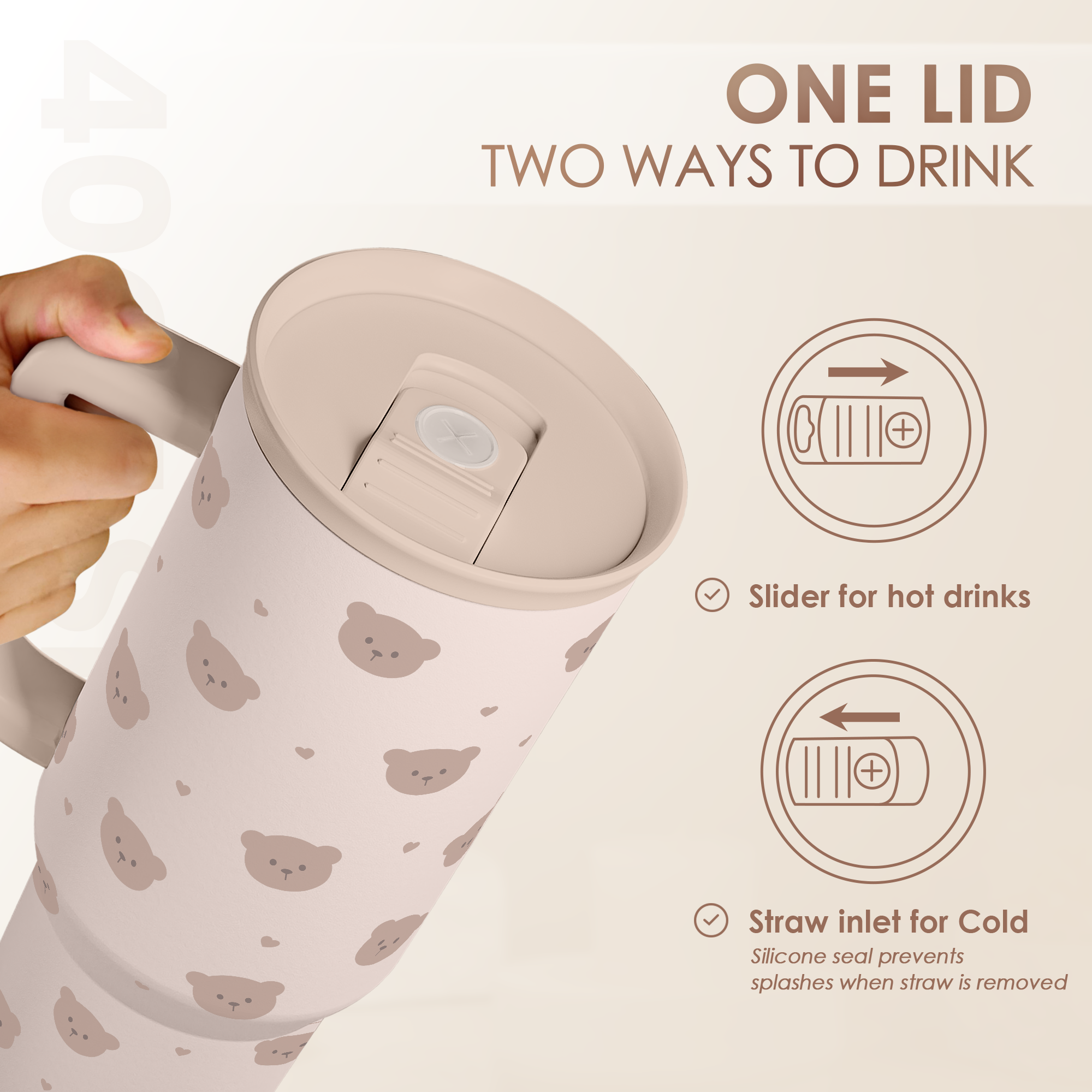 Brown Bear Slidemate | Slider Tumbler with Handle 40oz