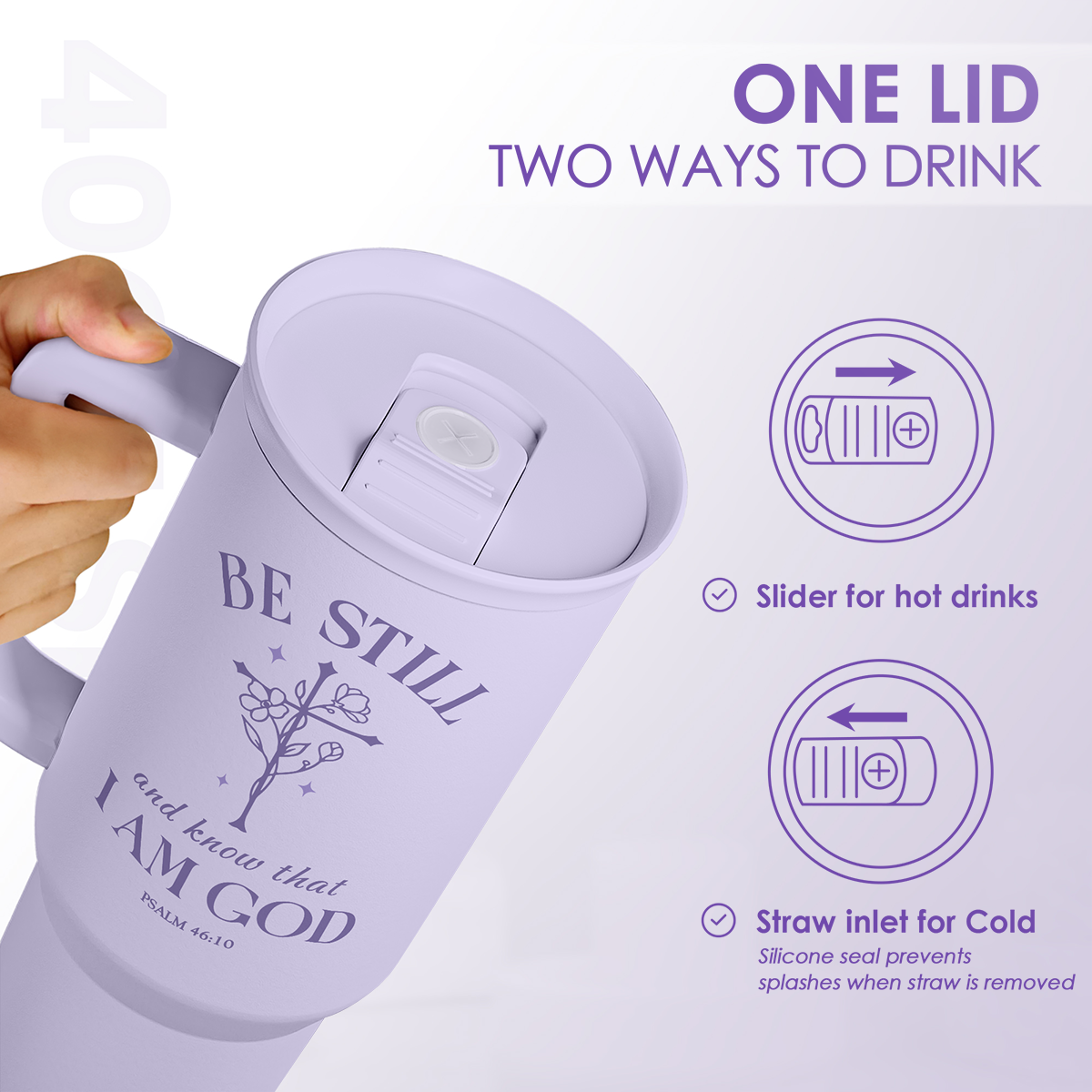 Purple Christian Slidemate | Slider Tumbler with Handle 40oz