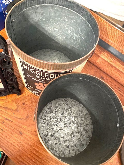 Wigglebutt Brand Rustic Metal Dog Treat Canister Set (2-Piece)