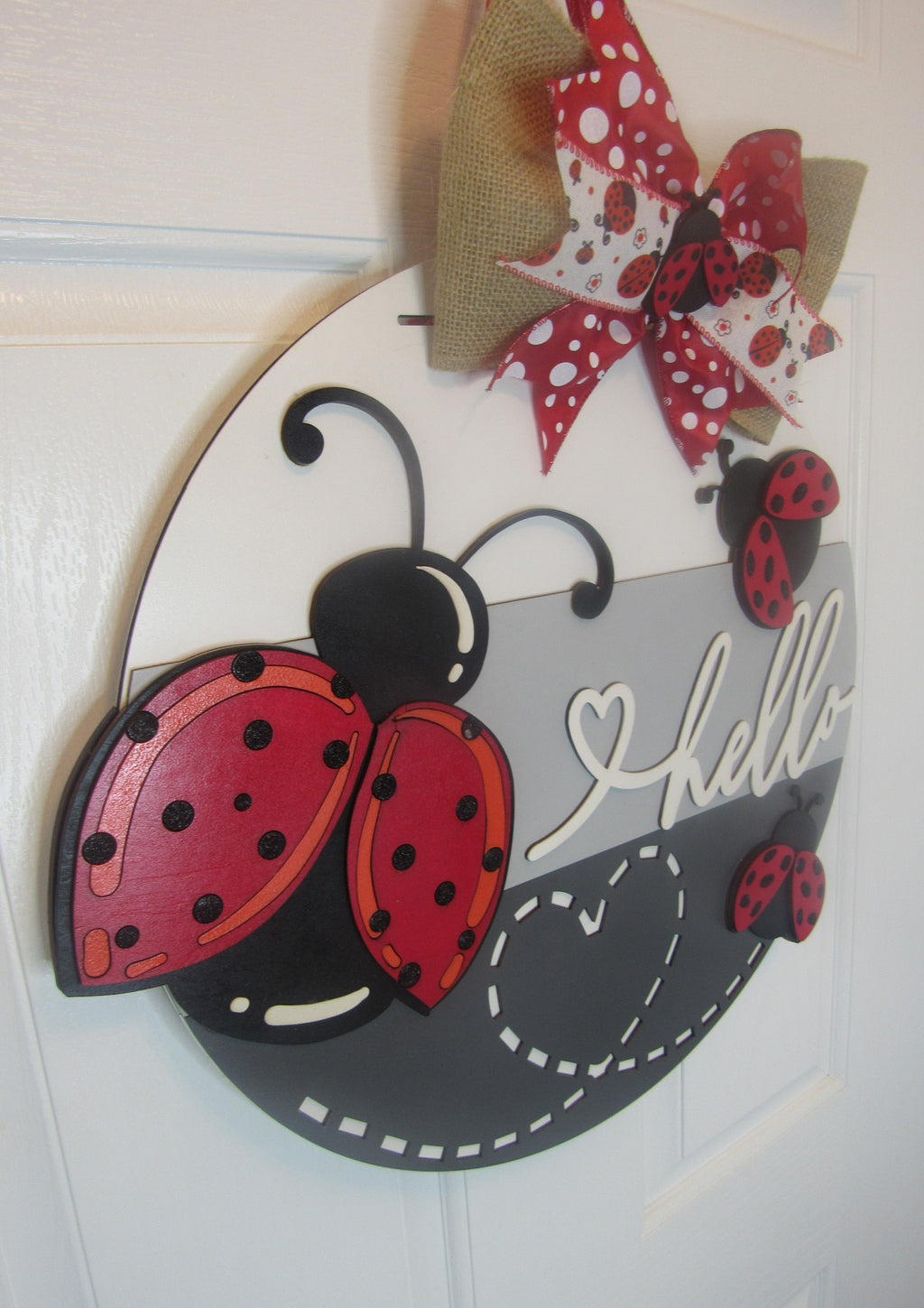 Ladybug Decor - Door Hanger Welcome Sign