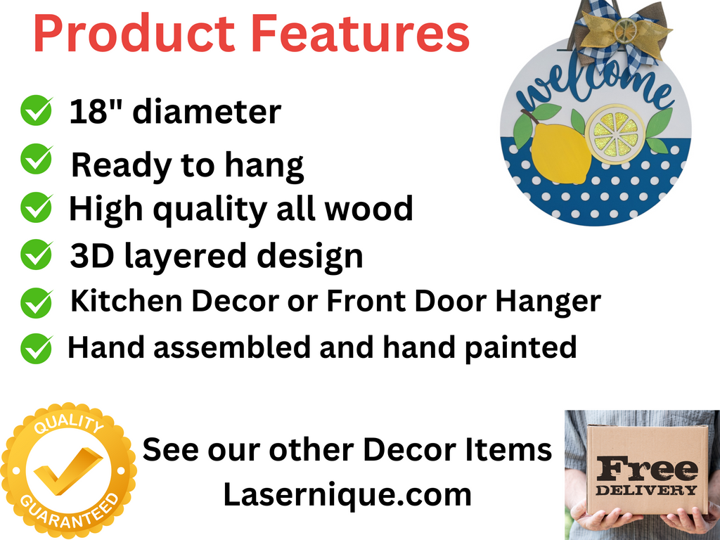 Lemon Decor Door Hanger – Welcome Kitchen Wall Sign
