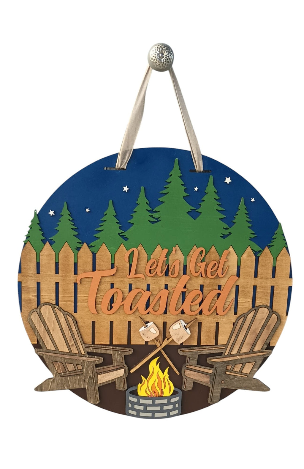 Lets Get Toasted Funny Camping Door Sign Decor