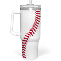 White Baseball Quencher Tumbler with Handle 40oz